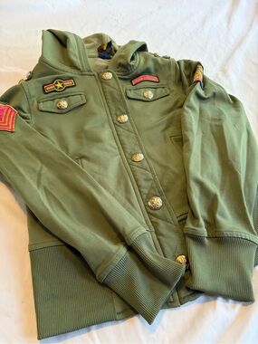 COOGI Green Military Jacket with Patch Details Size M (8-10)
